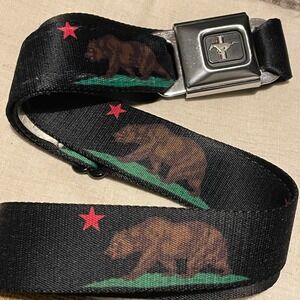 Buckle-Down Mens California Republic Bear Seatbelt Belt Ford Mustang Black OSFM